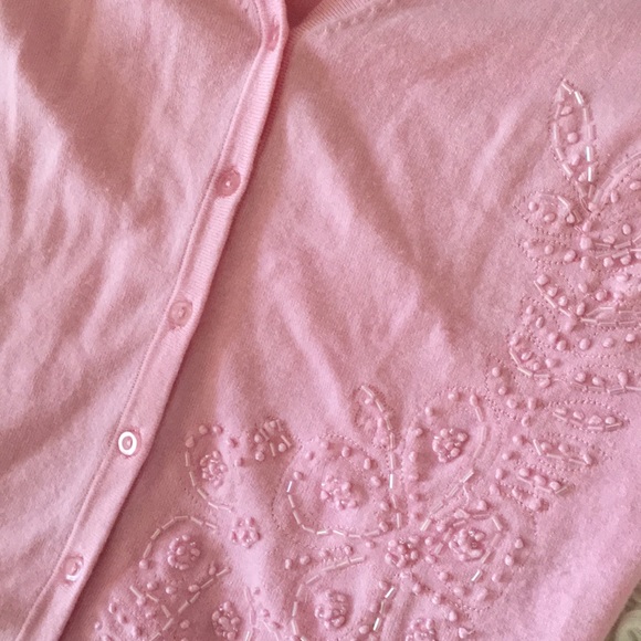 Vintage Ballet Pink Beaded Cardigan Sweater - Picture 5 of 6